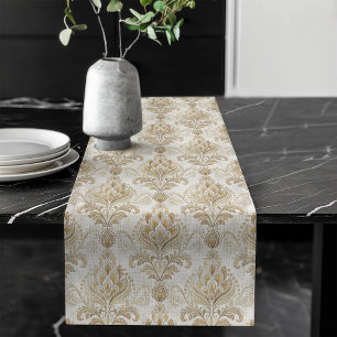 Camino De Mesa Largo Watercolor Marfil Damask Table Runner Decoración E
