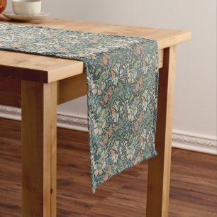 Camino De Mesa Largo William Morris Vintage Floral Pink Green Compton