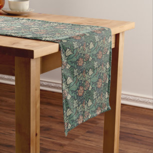 Camino De Mesa Largo William Morris Vintage Floral Pink Green Compton