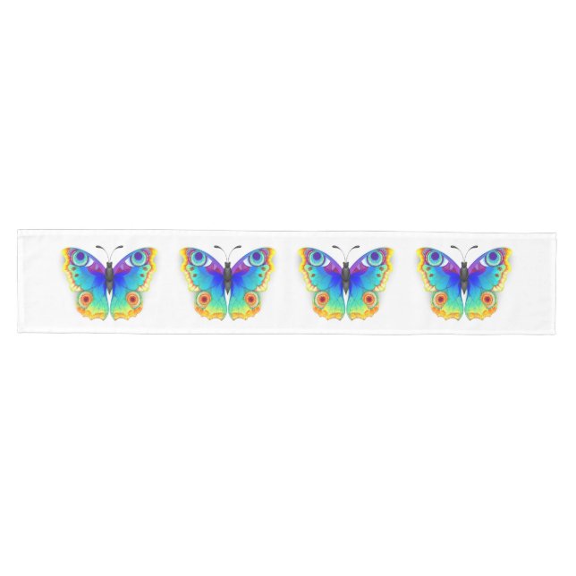 Camino De Mesa Mediano Arcoiris mariposa Peacock Eye (Horizontal)
