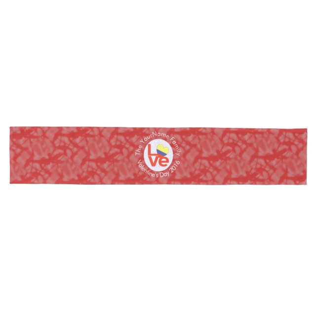 Camino De Mesa Mediano Bandera colombiana de AMOR rojo personalizada (Horizontal)