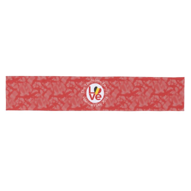 Camino De Mesa Mediano Bandera de AMOR roja de Bélgica personalizada (Horizontal)