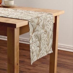 Camino De Mesa Mediano Beige Neutro Dorado Hoja Botánica William Morris
