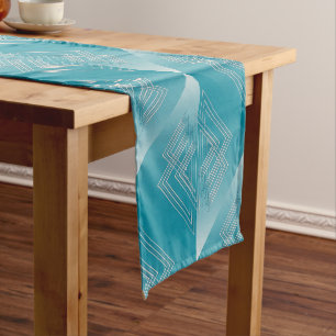 Camino De Mesa Mediano Blanco opaco turquesa