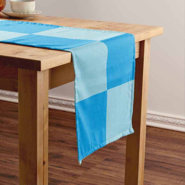 Camino De Mesa Mediano Bloques cuadrados azules geométricos (In Situ)