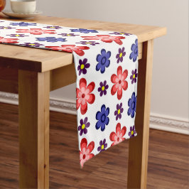 Camino De Mesa Mediano Boho Blue Purple Red Flowers Medium Table Runner