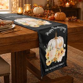 Camino De Mesa Mediano Calabaza Floral Personalizada Feliz Día de Acción