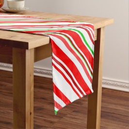 Camino De Mesa Mediano Candy Cane Stripes Navidades Verde Rojo