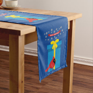 Camino De Mesa Mediano Cardenal rojo curado con regalo azul