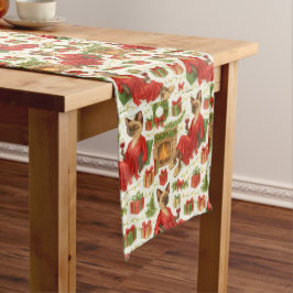 Camino De Mesa Mediano Christmas Siamese Cat Celebrating at home