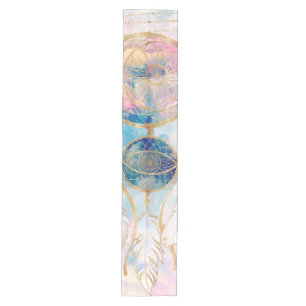Camino De Mesa Mediano Classy Gold dreamcatcher Rainbow Clouds Sky design