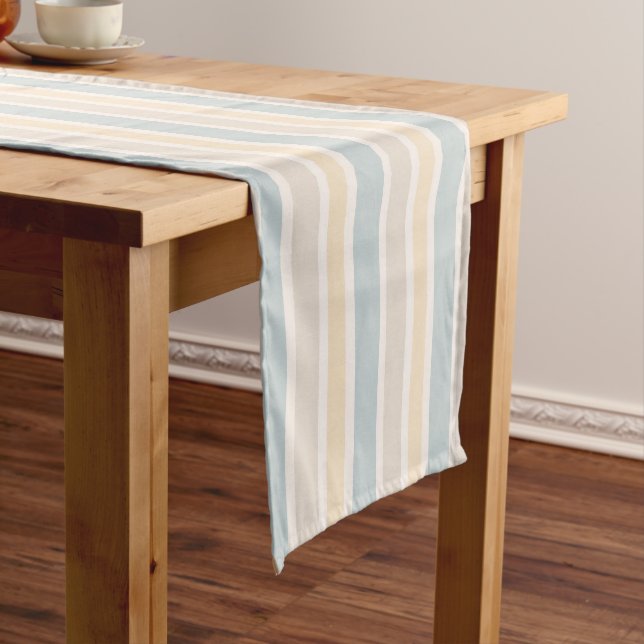 Camino De Mesa Mediano Coastal Hamptons Stripe Table Runner (In Situ)