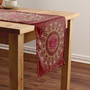 Camino De Mesa Mediano Corredor de tabla decorativa de oro rojo