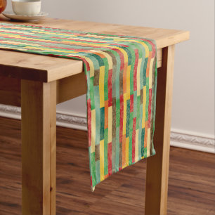 Camino De Mesa Mediano Damask y Stripes Earth Tones Moderno