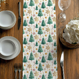 Camino De Mesa Mediano Elegant Christmas Trees Minimalist Dining Runner