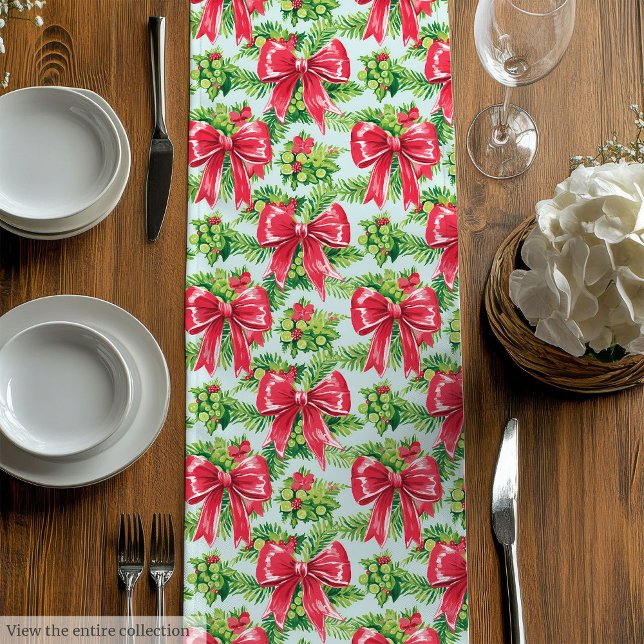 Camino De Mesa Mediano Elegant hot red pink preppy Christmas table runner (Elegant hot red pink preppy Christmas table runner)