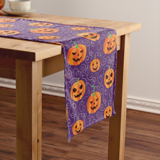 Camino De Mesa Mediano Elegante Jack O' Lanterns (In Situ)