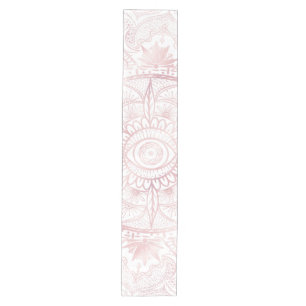 Camino De Mesa Mediano Elegante White Rose Gold Oye Sun Moon Mandala