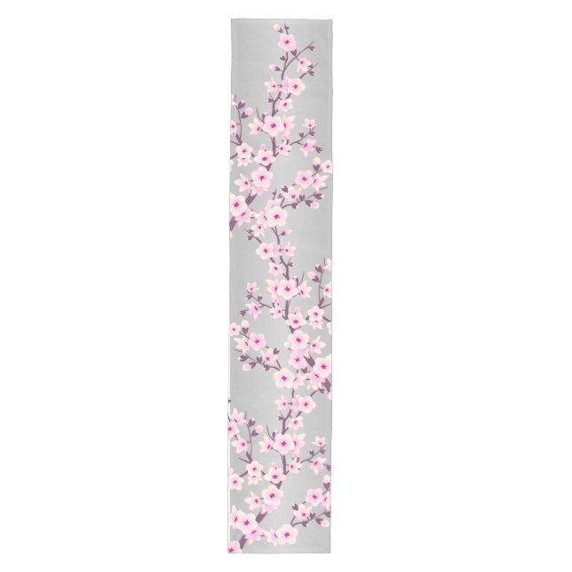 Camino De Mesa Mediano Flor de cerezo rosa gris (Anverso)