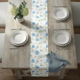 Camino De Mesa Mediano Floral Runner Rug with Hydrangea Design 
