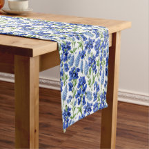 Floral table runner blue