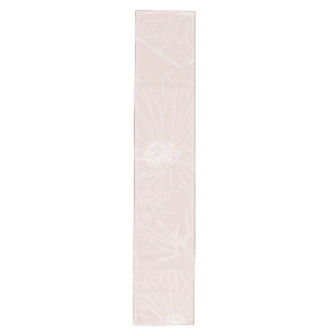Camino De Mesa Mediano Flores blancas de moda esboza el diseño rosa Rubo
