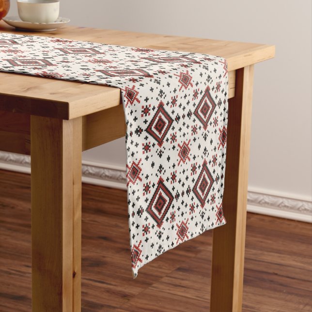Camino De Mesa Mediano Folk Diamond Cross Stitch Seamless Pattern (In Situ)