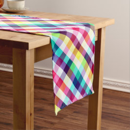 Camino De Mesa Mediano Funky Rainbow Plaid Pattern Medium Table Runner