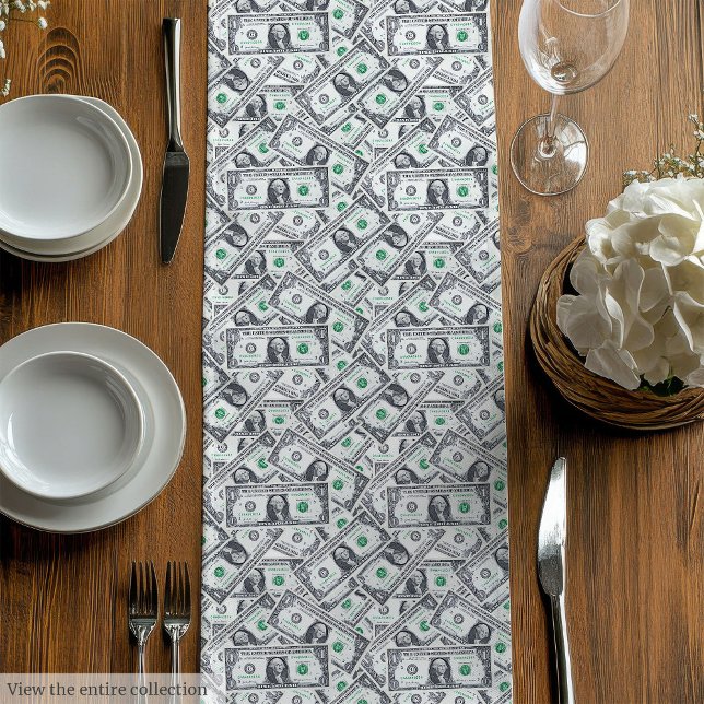 Camino De Mesa Mediano Funny gift cozy dollar pattern birthday surprise (Funny gift modern dollar pattern personalized wrap)