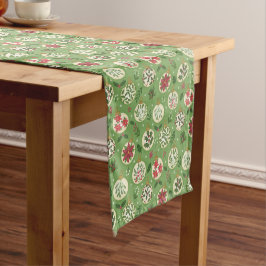 Camino De Mesa Mediano HandDrawn Christmas Ornament Table Runner