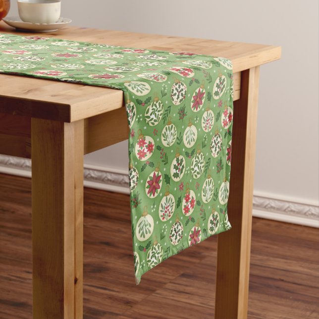 Camino De Mesa Mediano HandDrawn Christmas Ornament Table Runner (In Situ)