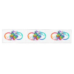 Camino De Mesa Mediano Infinidad brillante con la mariposa arcoiris