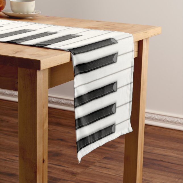 Camino De Mesa Mediano KRealist Piano Keys 16"x90" Table Runner (In Situ)