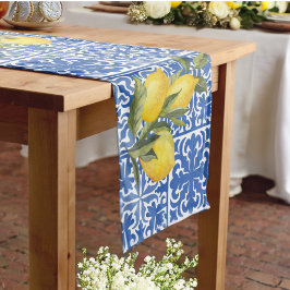 Camino De Mesa Mediano Lemon & Mediterranean Tile Boda Bridal Shower