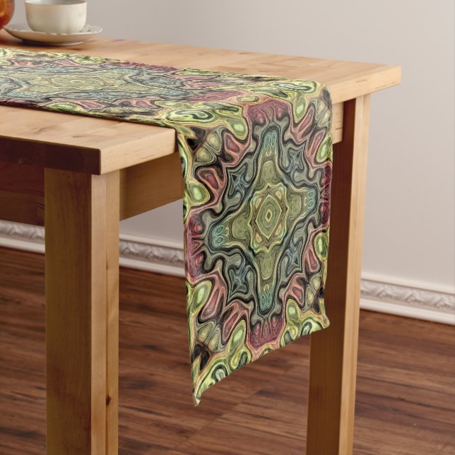 Camino De Mesa Mediano Marsala Red Ochre Amarillo Verde azulado Hip Ornat (In Situ)