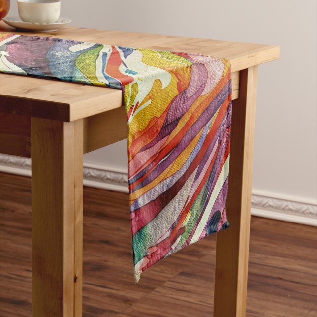 Camino De Mesa Mediano Modern abstract geometric digital pattern 40 (In Situ)