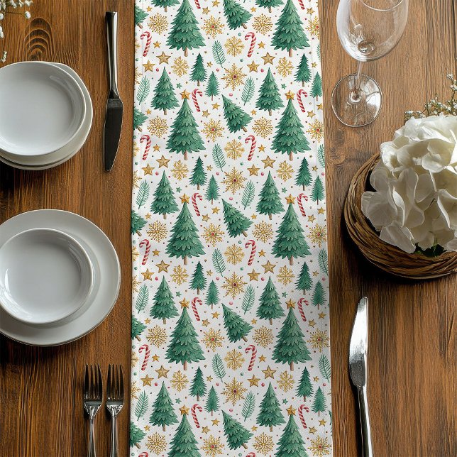 Camino De Mesa Mediano Modern Christmas Trees Table Runner for Holidays (Modern Christmas Trees Table Runner for Holidays)