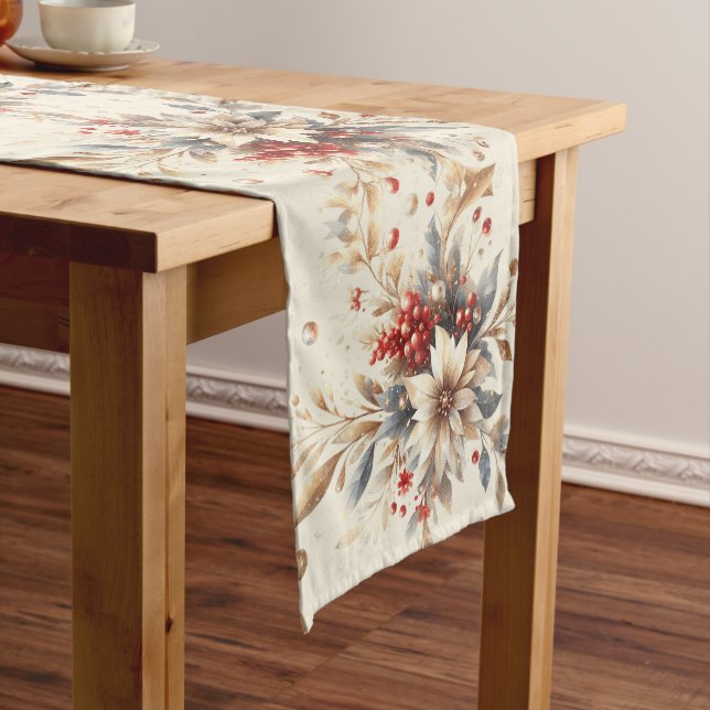 Camino De Mesa Mediano Modern Holiday Flowers Table Runner (In Situ)