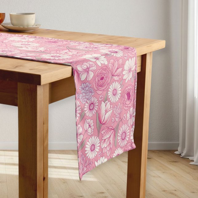 Camino De Mesa Mediano Modern Pink Rose Table Runner (Subido por el creador)