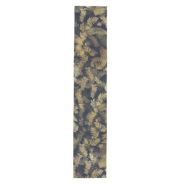 Camino De Mesa Mediano Modern Tropical Gold Foliage Blue Pattern (Anverso)
