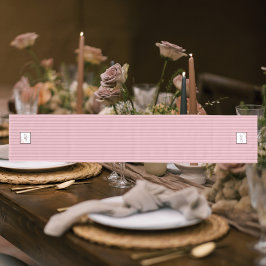 Camino De Mesa Mediano Monograma de guión de encaje Rosa de banda rosa de