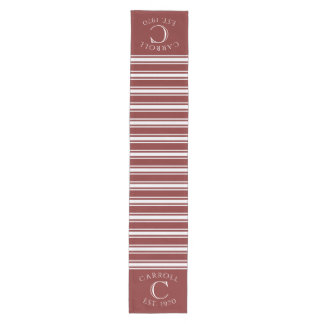 Camino De Mesa Mediano Monogrammed Double Striped | Cranberry