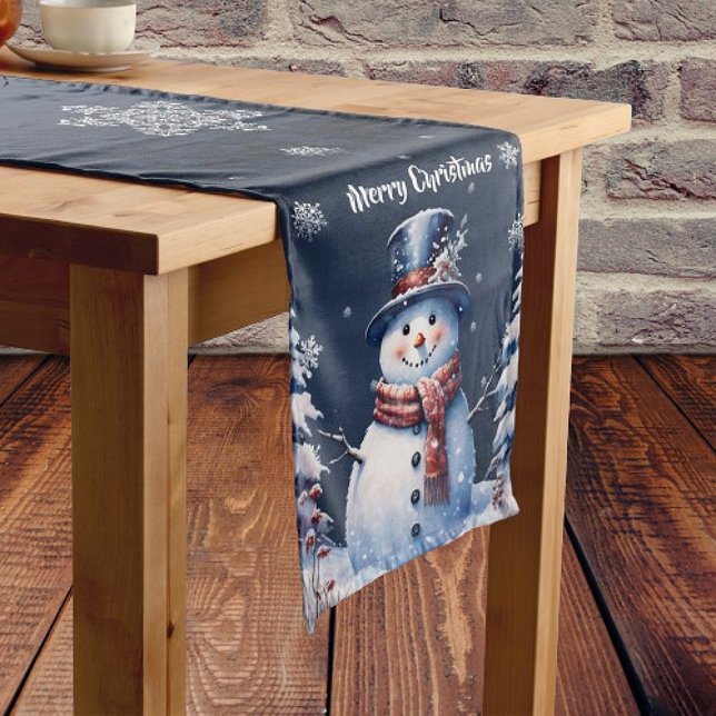 Camino De Mesa Mediano Navidades de Winter Forest Snowman (Winter Forest Snowman Christmas Medium Table Runner)
