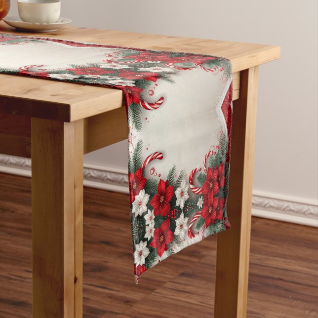 Camino De Mesa Mediano Navidades Floral Candy Canes Holiday Table Runner (In Situ)