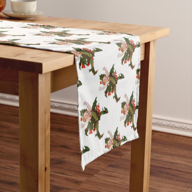 Camino De Mesa Mediano Navidades Holly Flor niño Cute Funny Floral (In Situ)