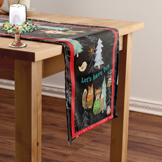 Camino De Mesa Mediano Navidades suéteres adorables Fiesta Animales nórdi (Cute Ugly Sweater Christmas Party Nordic Animals Medium Table Runner)