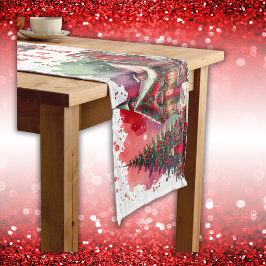 Camino De Mesa Mediano Nochebuena de la cosecha del Monograma en blanco |