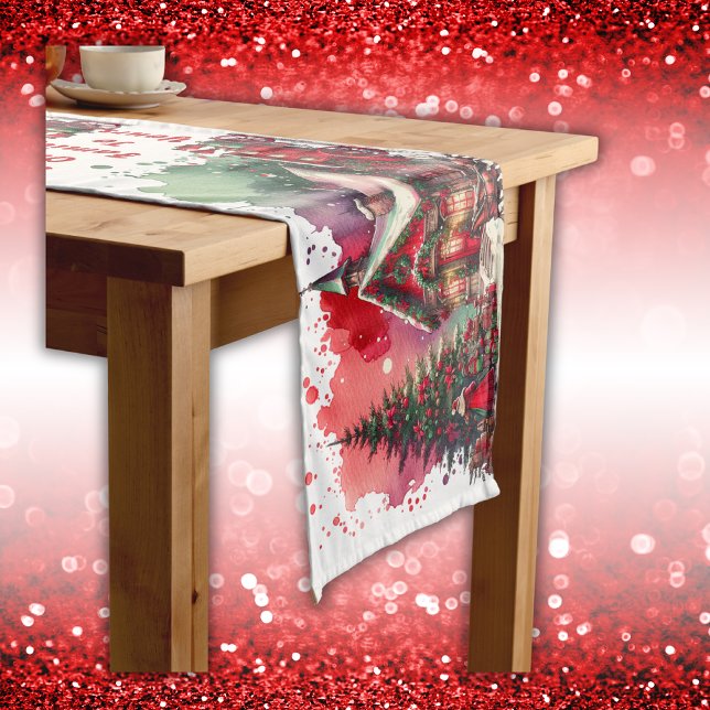 Camino De Mesa Mediano Nochebuena de la cosecha del Monograma en blanco | (Subido por el creador)