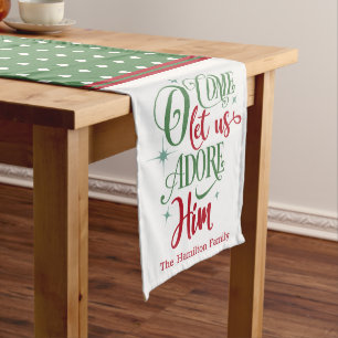 Camino De Mesa Mediano O Ven A Adorarle Verde Rojo