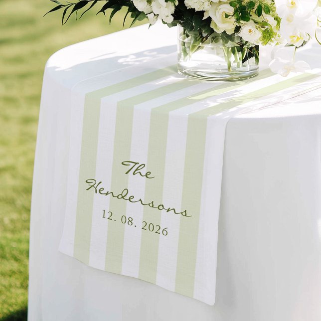 Camino De Mesa Mediano Olive Green Stripe Wedding (Subido por el creador)